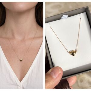 NEW! 10K Yellow Gold Puffy Heart 18”Necklace
